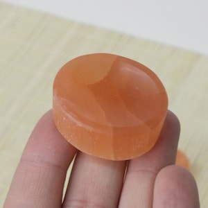 Peach Selenite Bean Bowl 4 cm | Orange Selenite Charging Bowl | Crystals Spheres Holder | Stress Relief | Crystals Lover | Meditation