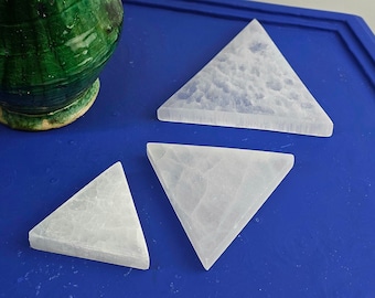 Selenite Charging Plate Triangle 7 cm, 10 cm, 12 cm | Crystals Plate | Selenite Coaster | Crystals Charging Plate | Crystals Holder Triangle