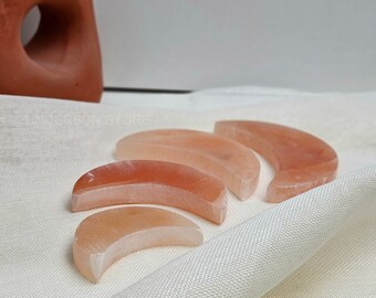 Orange Selenite Moon Plate 7 cm, 10 cm, 12 cm, 15 cm | Crystals Charging Plate | Selenite Coaster | Crystals Holder | Crystals Lover Gift