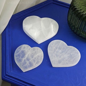 Selenite Heart Plate 8 cm, 10 cm , 12 cm | Selenite Charging Plate | Selenite Coaster | Polished | Crystals Lover Gift | Crystals Holder