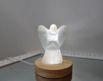 Selenite Crystal Angel Lamp | Energy Clearing and Healing | Crystal Angel | Crystals Lover Gift Idea | Meditation Gift Idea | Stone Lamp