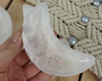 Selenite Moon Charging Bowl | Handmade Crystal Bowl, Morocco