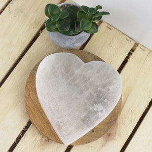 Selenite Heart Plate 10 cm , 12 cm | Selenite Charging Plate | Selenite Coaster | Crystals Holder Heart | Crystals Lover Gift