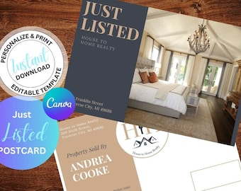 Real Estate Postcard, Real Estate Agent Farming Postcard, Open House, Just Listed, Just Sold, Farming Postcard, Template