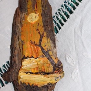Madera flotante de Suffolk pintada a mano - Escena de árbol en acrílicos - Decoración shabby chic - ¡Completamente única!
