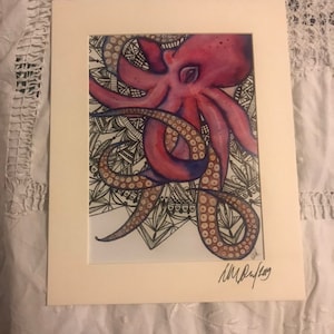 Kraken mandala 8 x 10&quot; mounted print