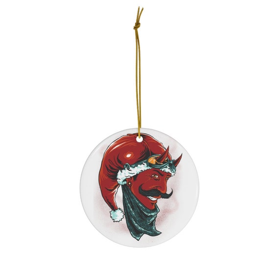 Satan Claus, Round Christmas Ceramic Ornament, Santa Claus, Christmas, Xmas, Fun, Quirky, Humorous