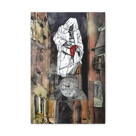 White Reaper, Canvas Print, Surreal, Horror, Grim Reaper, Death, Transformation, Rebirth