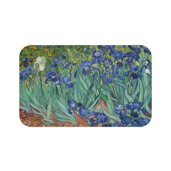 Irises, Microfiber Bath Mat, Vintage Painting, Van Gogh 1890