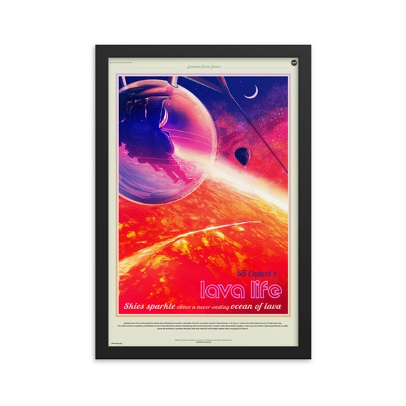 Exoplanet Travel Bureau #1 of 7, 12" x18" Framed Giclée Poster, Black Wood Frame, Acrylic Covering, Fake Retro Style NASA Travel Poster