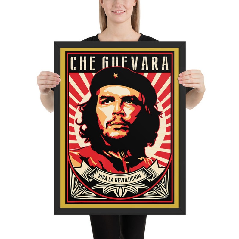 Che Guevara Viva La Revolucion Framed Giclée Poster, Black Wood Frame, Acrylic Covering, Revolution, Leftist, Marxist, Socialist, Activism 18×24 inches