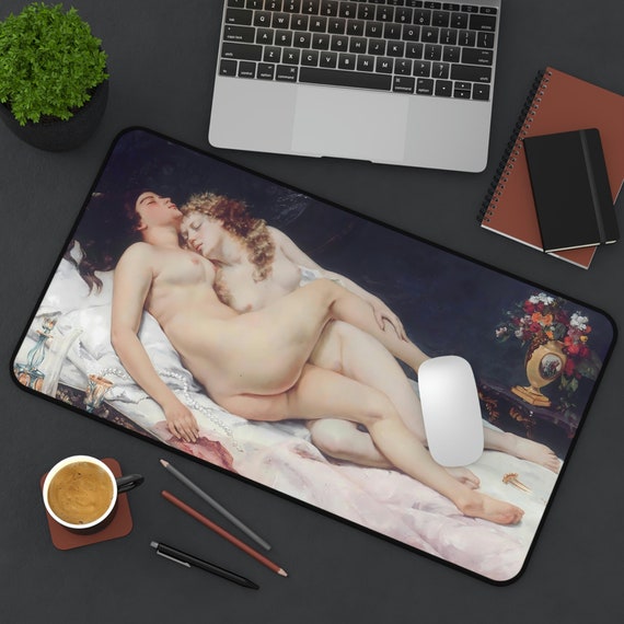 Victorian Lesbians Desk Mat, Gustave Courbet, 1866, Pride Month