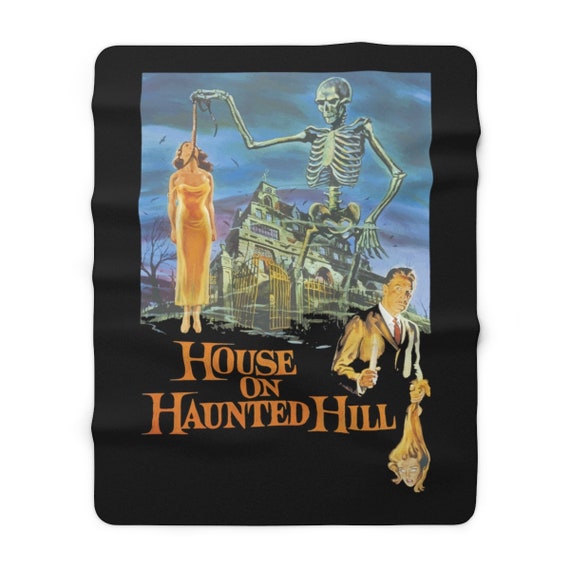 House On Haunted Hill, 60"x80" Sherpa Fleece Blanket, 1959 Campy Horror Movie Poster