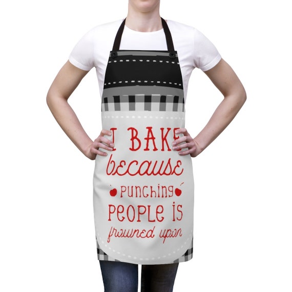 I Bake Because Punching People Is Frowned Upon v3, Cookout Apron, Vintage Inspired