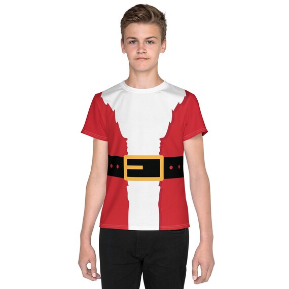 Santa Suit, Short Sleeve Shirt, Teen Sizes, Christmas, AOP, XMAS Gift