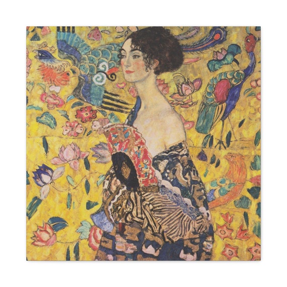 Lady With A Fan, 24"x24" Canvas Print, Gustav Klimt, 1918