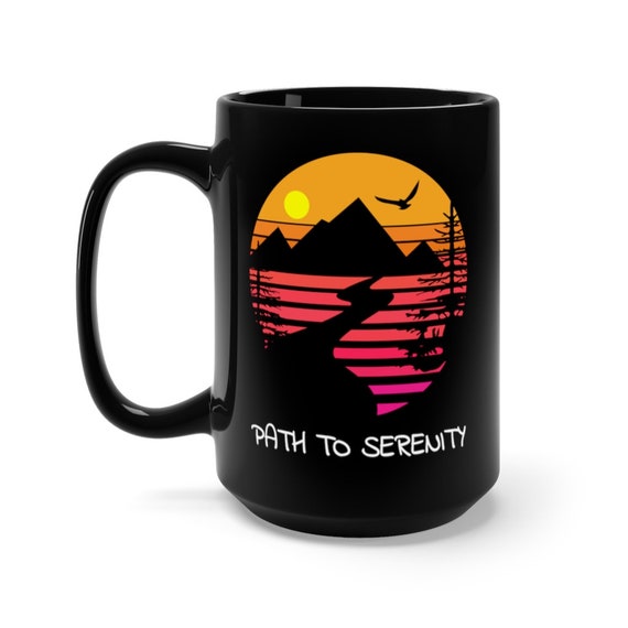 Path To Serenity 15oz Ceramic Mug, Vintage Retro Design, Coffee, Tea