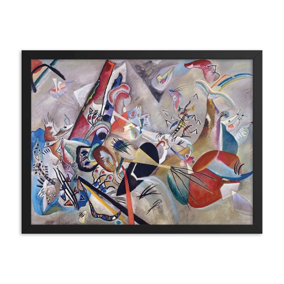 In Gray, 24" x 18" Framed Giclée Poster, Black Wood Frame, Acrylic Covering, Wassily Kandinsky, Abstract, Room Decor