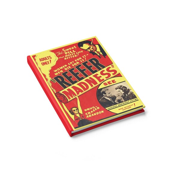 Reefer Madness Hardcover Journal, Ruled Line, Dual Sided, From Vintage Movie Poster, Cult Classic, Campy, Satire, Pop Culture, Notebook