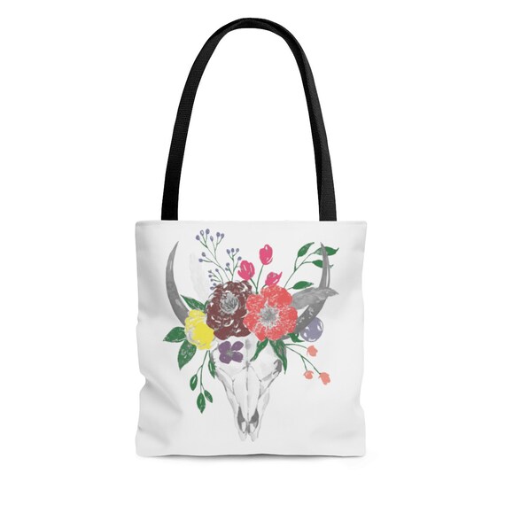 Skull & Flowers, Square Tote Bag, Georgia O'Keefe Inspired