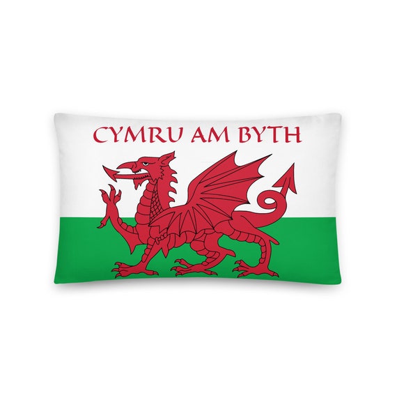 Cymru Am Byth, 20"x12" Throw Pillow, Wales Flag, Motto, Welsh Pride