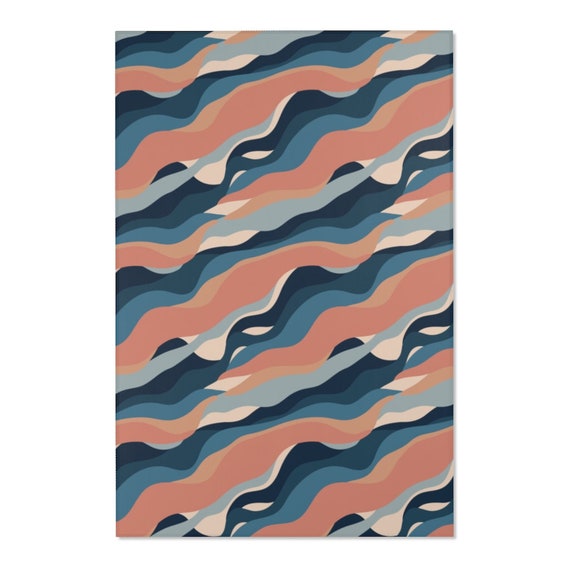 Abstract Waves 4'x6' Area Rug, Mid-century, Vintage, Retro