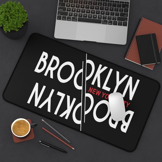 Upside Down Brooklyn New York City Desk Mat, Vintage Retro Style Design, Brooklyn Pride