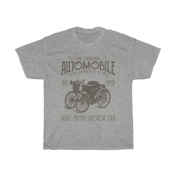 The Original Automobile, Unisex Heavy Cotton Tee, Vintage Image Of A 1879 Benz Motor Car