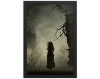 Baba Yaga Giclée Poster: Eerie Witch Art, Black Wood Frame (12" x 18")
