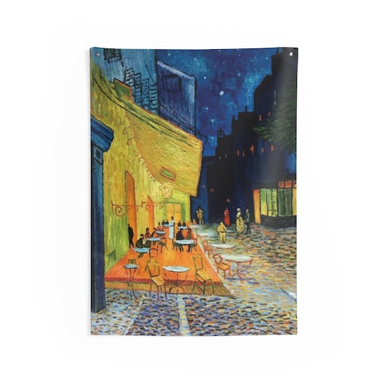 Cafe Terrace At Night, Indoor Wall Tapestry, Vintage, Antique Painting, Vincent Van Gogh, 1888, Wall Decor, Room Decor