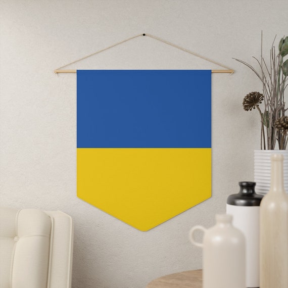 Flag Of Ukraine, 18"x21" Indoor Wall Pennant. Blue and Yellow Flag, Ukranian Pride