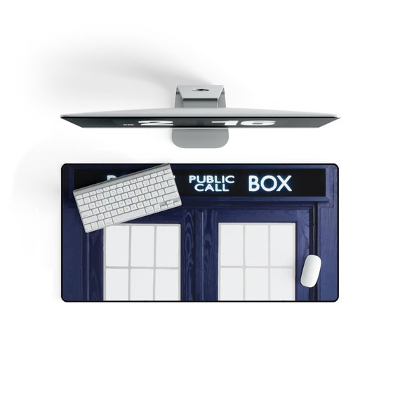 TARDIS  Large Desk Mat. 31" × 15.5", Inspired From Doctor Who