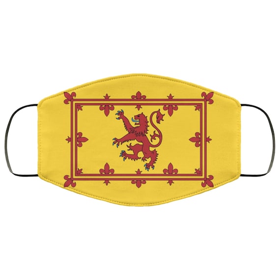 Lion Rampant of Scotland, Large Face Mask, Breathable, Washable, Reusable, Scottish Pride