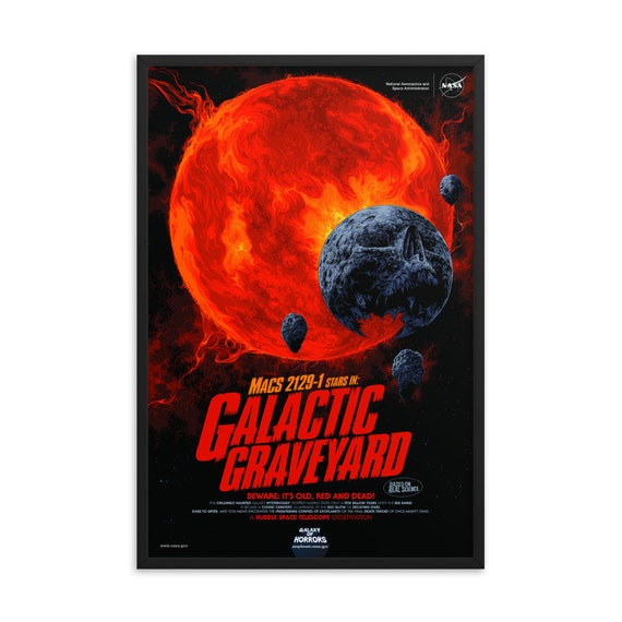 Galactic Graveyard, 24" x36" Framed Giclée Poster, Black Wood Frame, Acrylic Covering, Fake Retro Style NASA Movie Poster