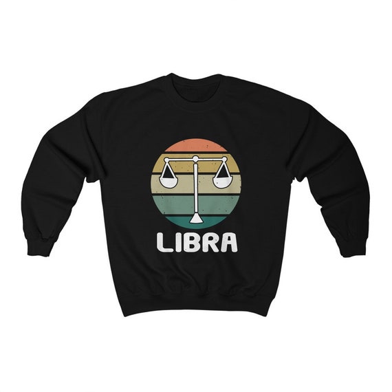 Libra Crewneck Sweatshirt In Retro Vintage Style, Zodiac Sign, Astrology Gift