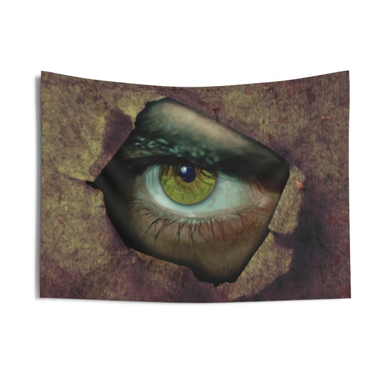 Peephole, 36"x26" Indoor Wall Tapestry, Creepy, Horror, Wall Decor, Room Decor