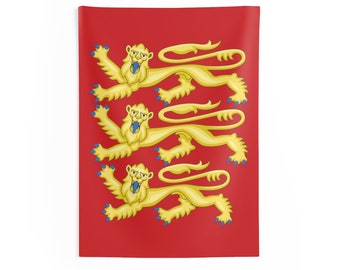 Plantagenet Löwen, 36&quot;x26&quot; Indoor Wandteppich, Royal Arms of England, englischer Stolz, Wanddekor, Raumdekor, britischer Stolz, englisch