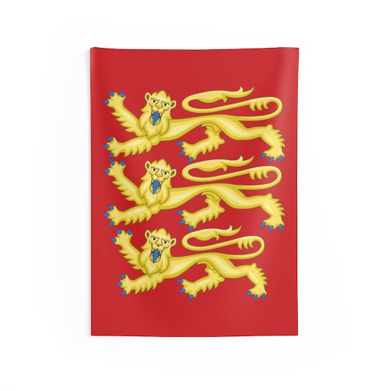 Plantagenet Lions, 36"x26" Indoor Wall Tapestry, Royal Arms of England, English Pride, Wall Decor, Room Decor, British Pride, English