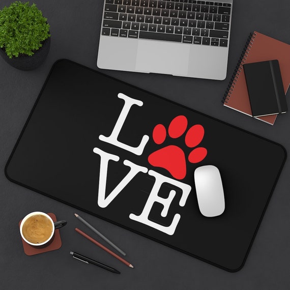 Love Paw Print Desk Mat, I Love Dogs, I Heart Dogs