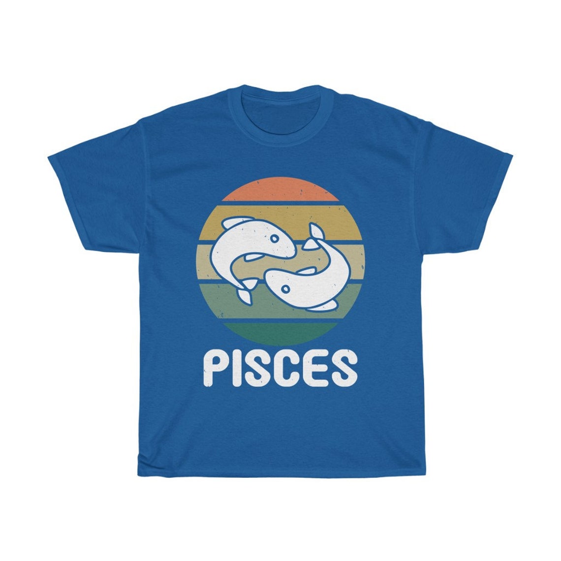 Pisces 100% Cotton T-shirt Two Fish Retro Vintage Style | Etsy