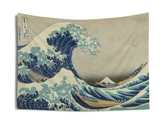 Tapiz de olas de Kanagawa, arte japonés para colgar en la pared (91 x 66 cm)