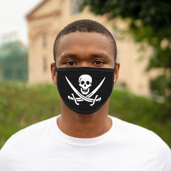 Skull And Crossed Cutlasses, Cotton & Polyester Face Mask, Washable, Reusable, Pirate Flag, Jolly Roger, Calico Jack