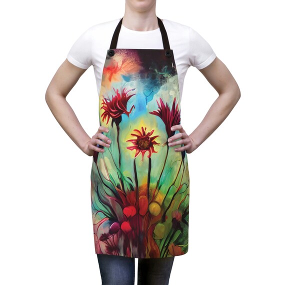 Dramatic Bouquet Apron, Colorful Floral Arrangement