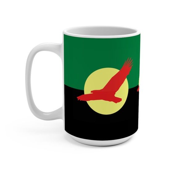 House Atreides v1, White 15oz Ceramic Mug, Inspired From Dune, Cosplay, Red Hawk, Caladan, Banner, Coffee, Tea