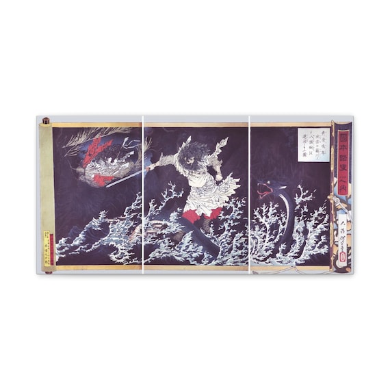 Susanoo Slaying Yamata No Orochi: Japanese Folklore - Canvas Print (20x10)