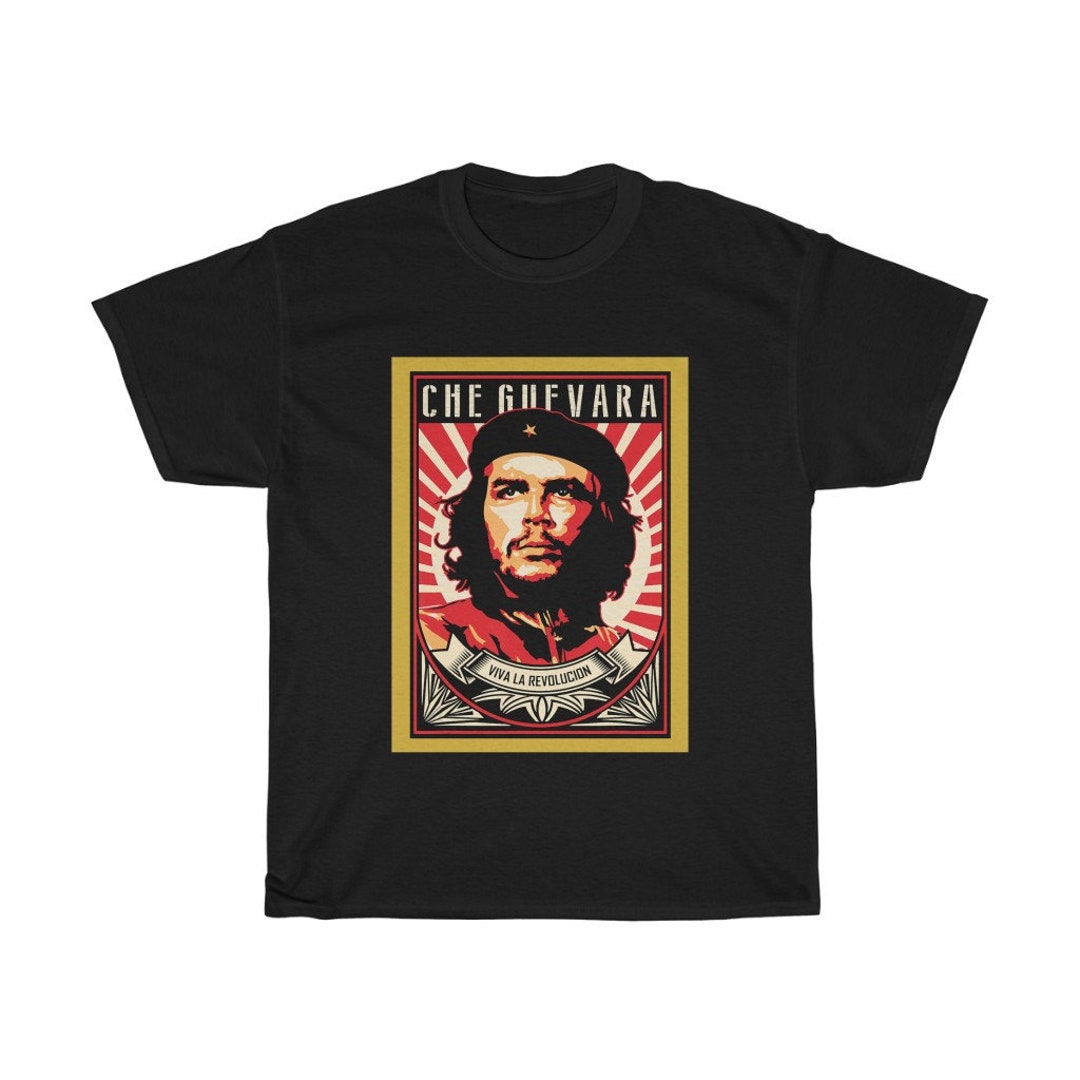 Che Guevara Unisex T-Shirt Black on Red (Small) 