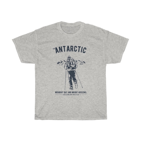 Antarctica Adventure  - Unisex Heavy Cotton Tee With Vintage Inspired Image Of An Adventurer In Antarctica. (Lighter Colors)