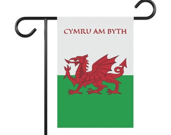 Flagge von Wales, Garten & Haus Banner, walisisches Motto, Cymru Am Byth, Red Dragon, walisischer Stolz