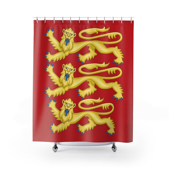 Plantagenet Lions, Shower Curtain, Royal Arms of England, English Pride, British Pride, English