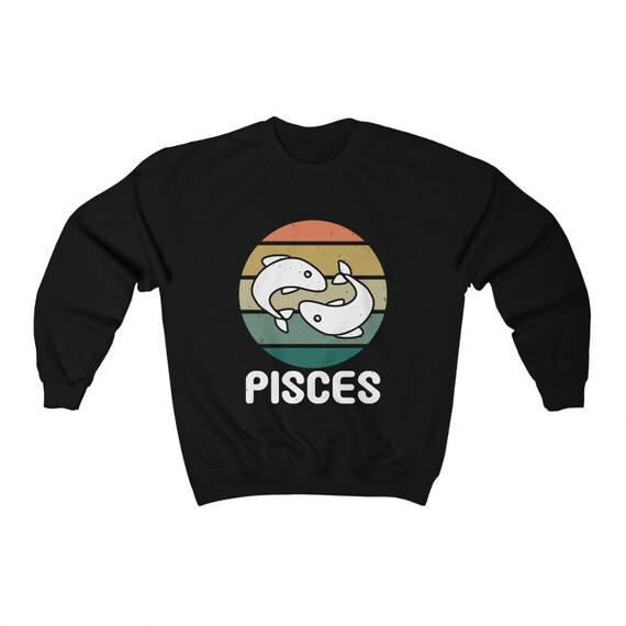 Pisces Crewneck Sweatshirt In Retro Vintage Style, Zodiac Sign, Astrology Gift